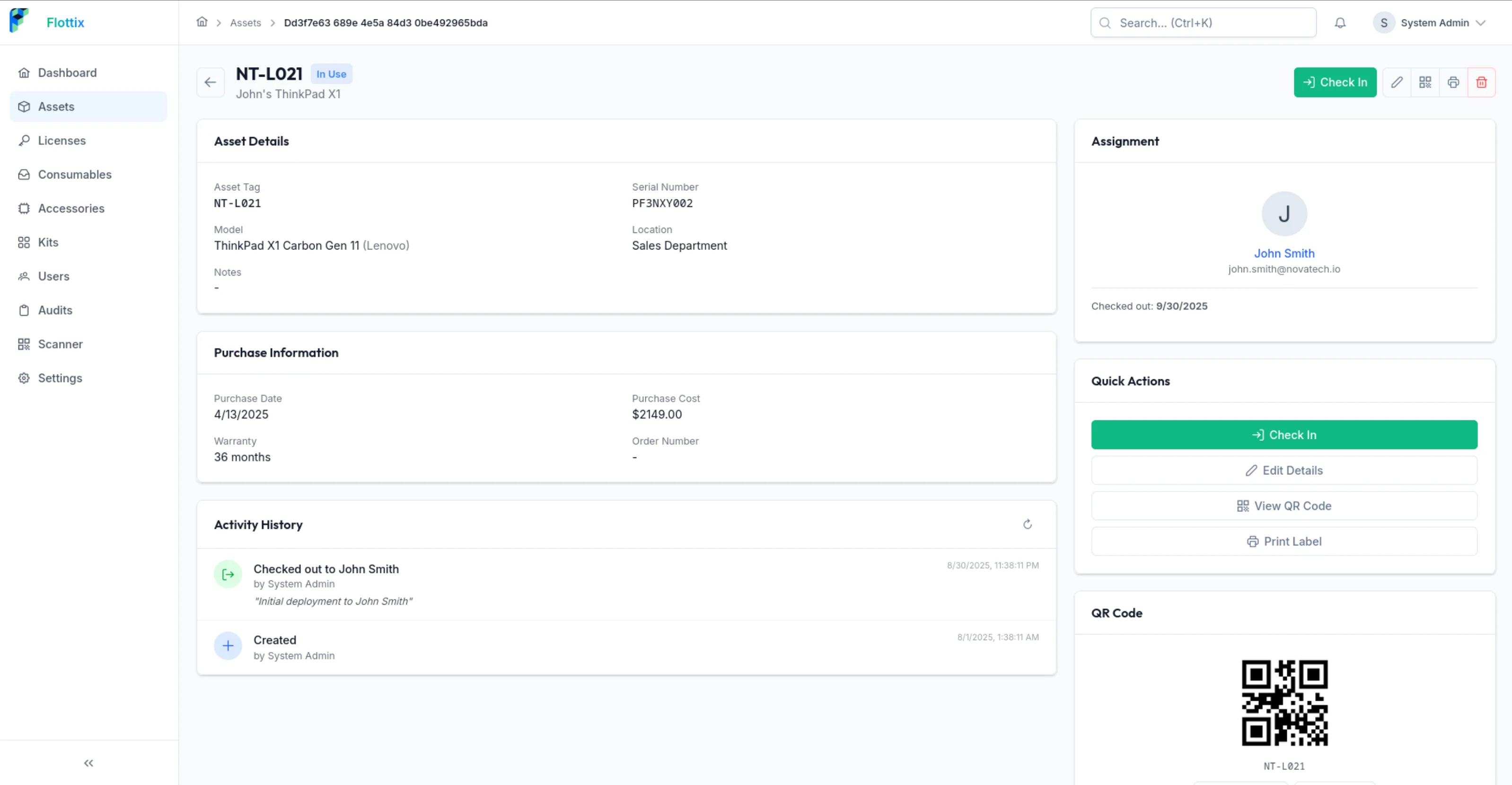 Asset Detail Page