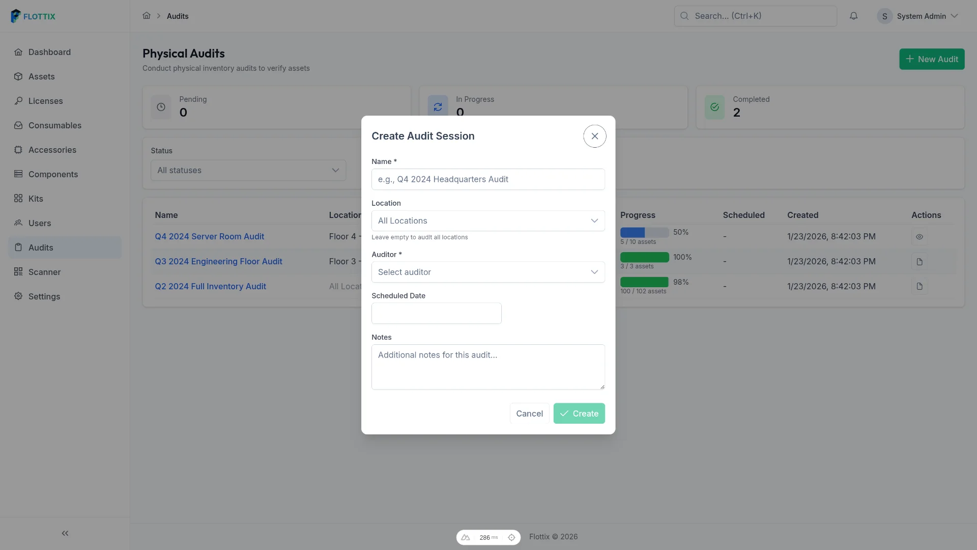 Create Audit Session